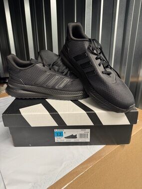 adidas Men's Black Athletic Sneakers with Signature Three Stripes